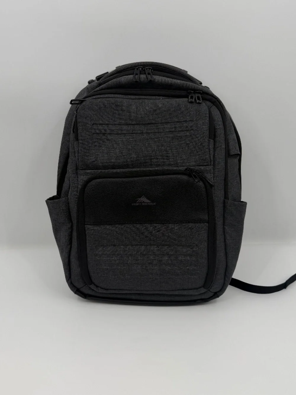 High Sierra Backpack Gray Straps Compartments Pockets Laptop Travel